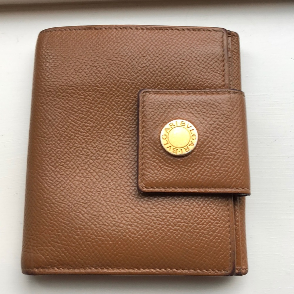 Bulgari tan pebble wallet